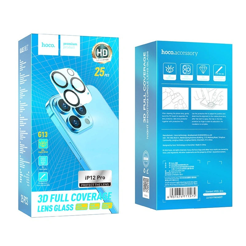 Προστασία Κάμερας Hoco 3D Metal G13 για iPhone 12 Pro Μαύρο Σετ 25τεμ.