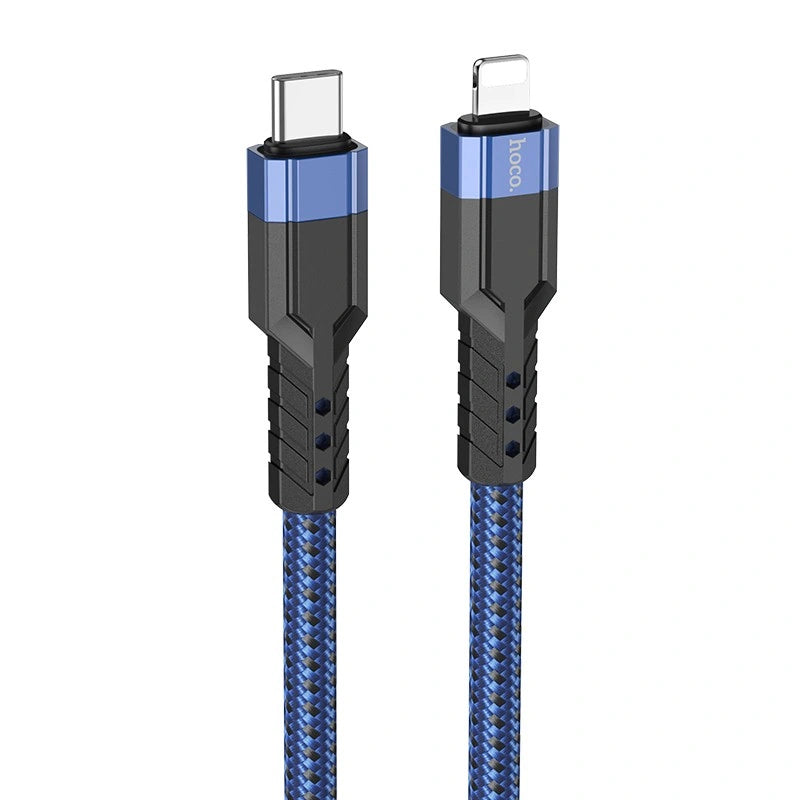 Καλώδιο Σύνδεσης Hoco U110 USB-C σε Lightning Braided PD20W 3A Υψηλής Αντοχής Braided Μπλε 1.2m