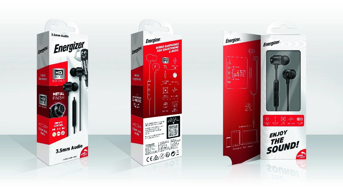 Hands Free Energizer CIA10 Metal Stereo 3.5mm Μαύρα με Μικρόφωνο και Πλήκτρο Πολλαπλών Λειτουργιών 1.2m