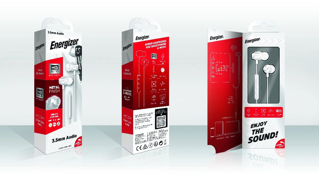 Hands Free Energizer CIA10 Metal Stereo 3.5mm Λευκό με Μικρόφωνο και Πλήκτρο Πολλαπλών Λειτουργιών 1.2m