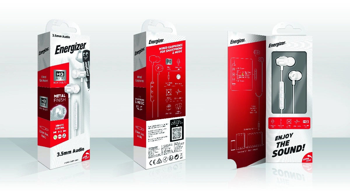 Hands Free Energizer CIA10 Metal Stereo 3.5mm Λευκό με Μικρόφωνο και Πλήκτρο Πολλαπλών Λειτουργιών 1.2m