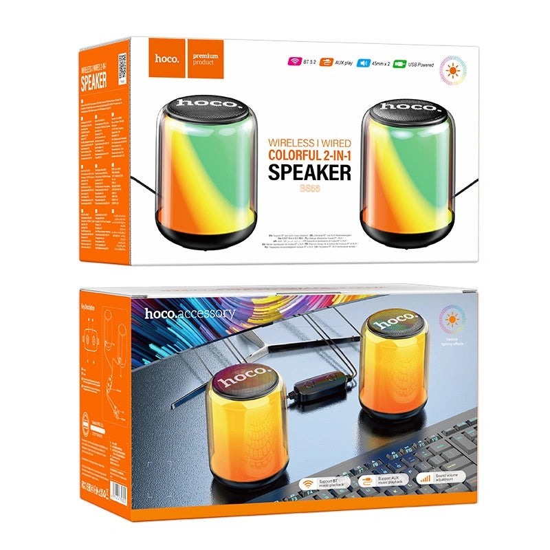 Ηχείο Wireless Hoco BS56 Colorful 2-in-1 BT v5.2 10W, FM, USB και 3.5mm 12 x Lighting Effects