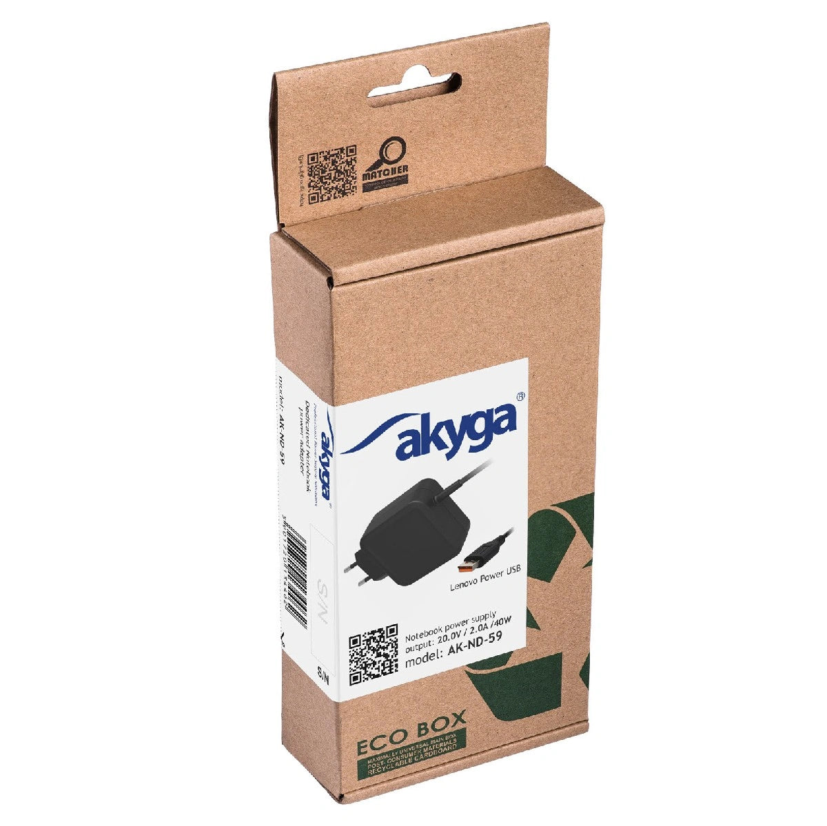 Τροφοδοτικό Notebook Akyga AK-ND-59 20V /2.0A 40W Lenovo Power USB Lenovo 1.2m