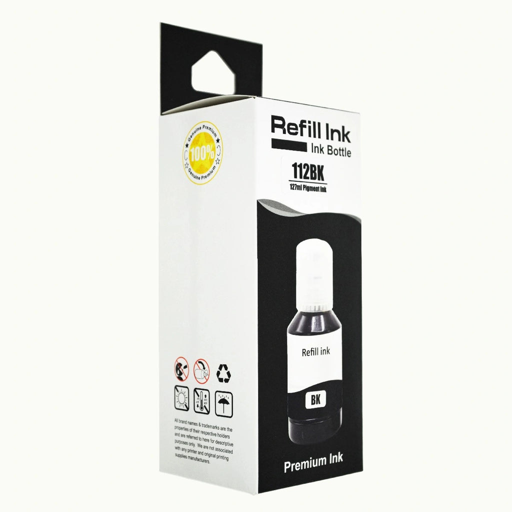 Μελάνι EPSON Συμβατό E112 C13T06C14A 127ml Σελίδες:7500 Black C13T06C14A για L11160, L15150, L15160, L15180, L6460, L6490, L6550, L6570