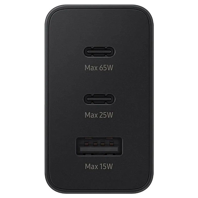 Φορτιστής Ταξιδίου Samsung T6530NBE Trio 2 x USB-C + USB PD3.0 65W 3A Μαύρος