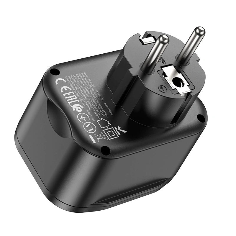 Φορτιστής Hoco NS3 4000W με 1xUSB-C PD20W 18W 2xUSB-A 5V/3A QC3.0 και Θύρα Σούκο Μαύρος