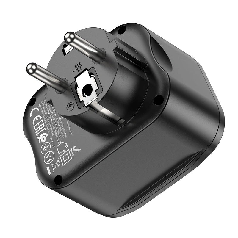 Φορτιστής Hoco NS3 4000W με 1xUSB-C PD20W 18W 2xUSB-A 5V/3A QC3.0 και Θύρα Σούκο Μαύρος