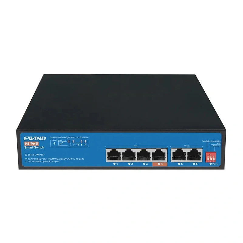 Ethernet Switch Ewind EW-S1606CF-AP 4x10/100Mbps + 2x100Mbps  RJ45 PoE