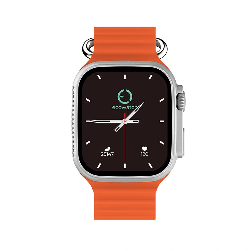 Smartwatch Maxcom Ecowatch 2 1.95” 230mAh IP67 με Δυνατότητα Κλήσεων με Ασημί και Πορτοκαλί Λουράκια