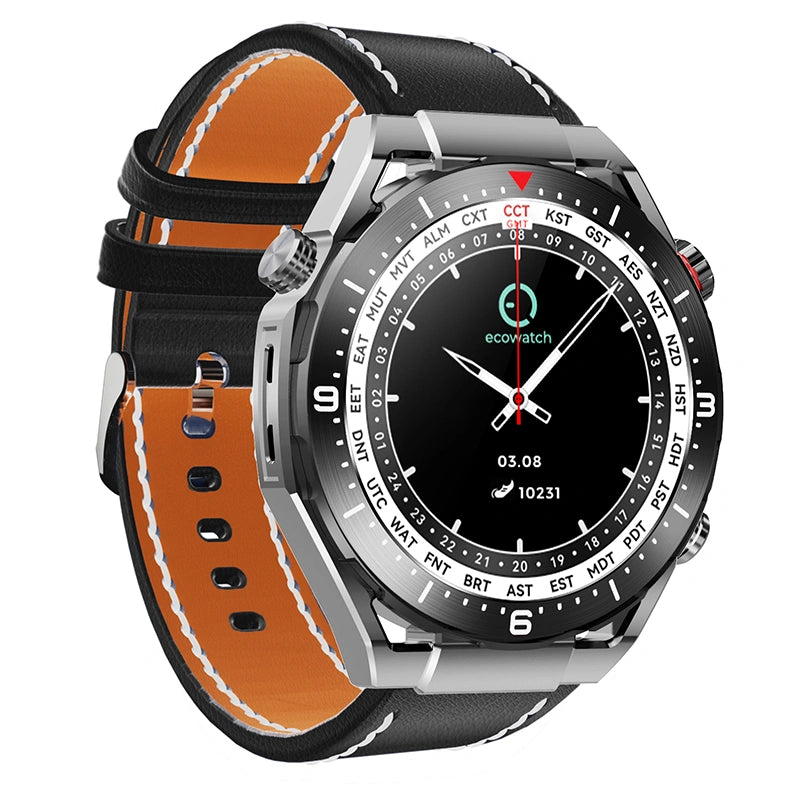 Smartwatch Maxcom Ecowatch 1 1.52” 400mAh IP67 Μαύρο με Silicon PU Leather και Metal Band
