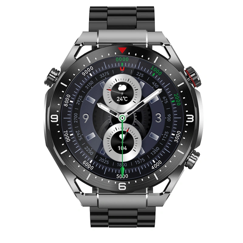 Smartwatch Maxcom Ecowatch 1 1.52” 400mAh IP67 Μαύρο με Silicon PU Leather και Metal Band