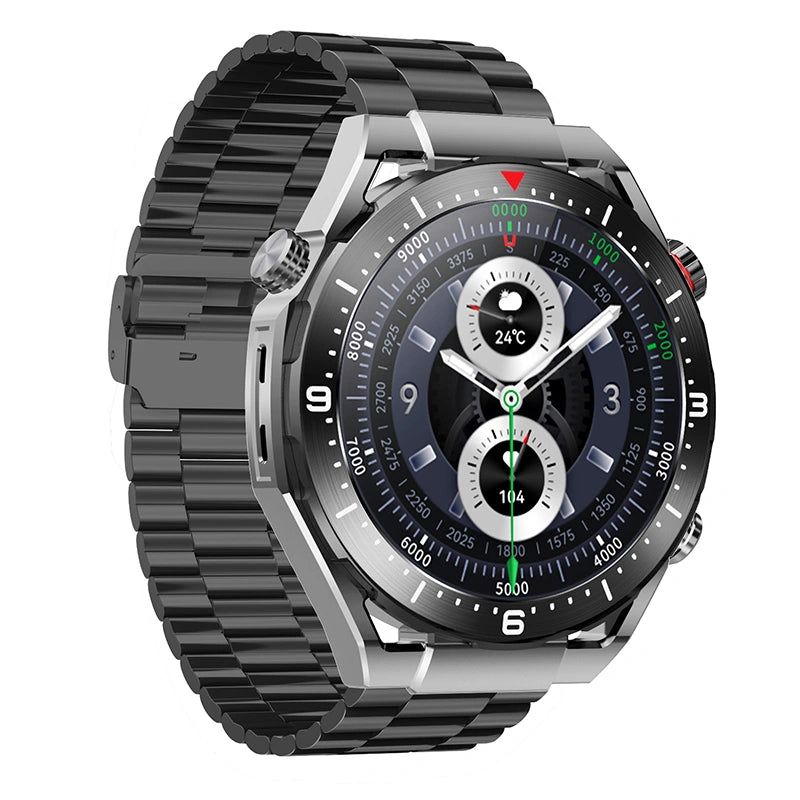 Smartwatch Maxcom Ecowatch 1 1.52” 400mAh IP67 Μαύρο με Silicon PU Leather και Metal Band