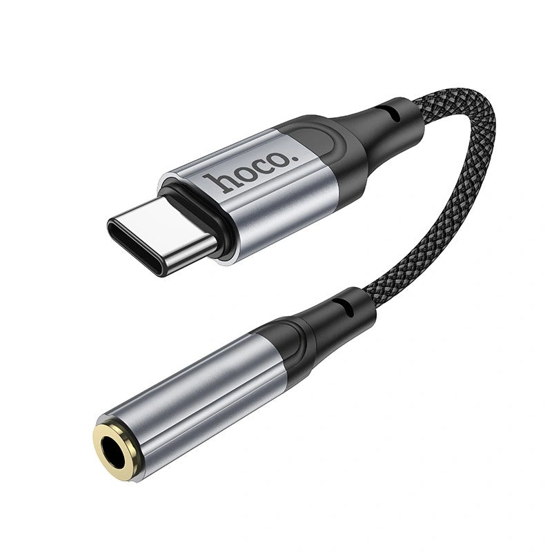 Αντάπτορας Hoco LS36 Fresh USB-C to 3.5mm Hi-Fi Braided 12cm Μαύρος