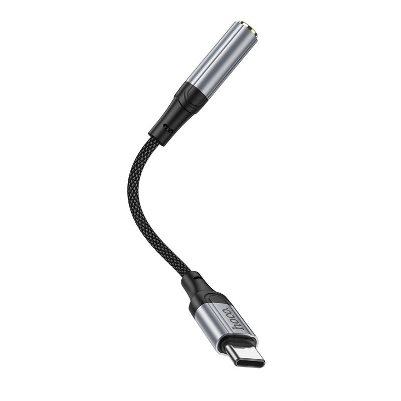 Αντάπτορας Hoco LS36 Fresh USB-C to 3.5mm Hi-Fi Braided 12cm Μαύρος