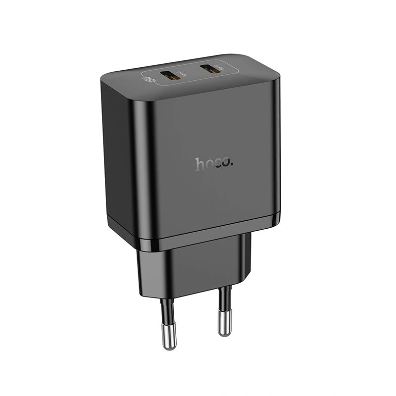 Φορτιστής Ταξιδίου Hoco N35 Streamer με 2 Εξόδους Φόρτισης USB-C PD45W GaN Tech Μαύρος