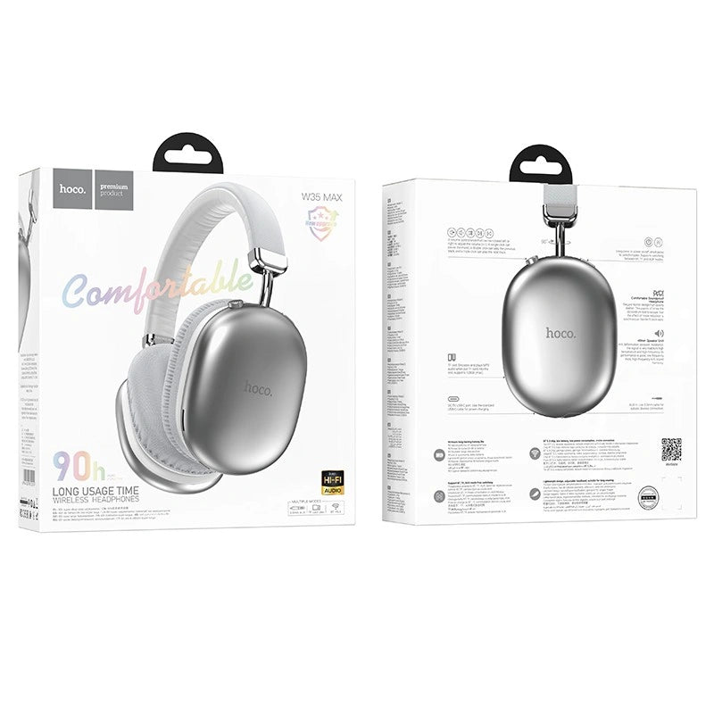 Wireless Ακουστικά Stereo Hoco W35 Max Joy V5.3 800mAh με υποδοχή Micro SD και AUX Ασημί