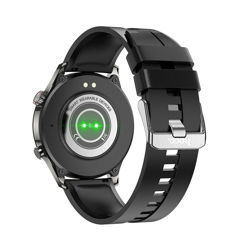 Smartwatch Hoco Y7 Pro 1.39" Bluetooth v5.0 240mAh IP67 με Δυνατότητα Κλήσεων Silicon Band Metal Grey