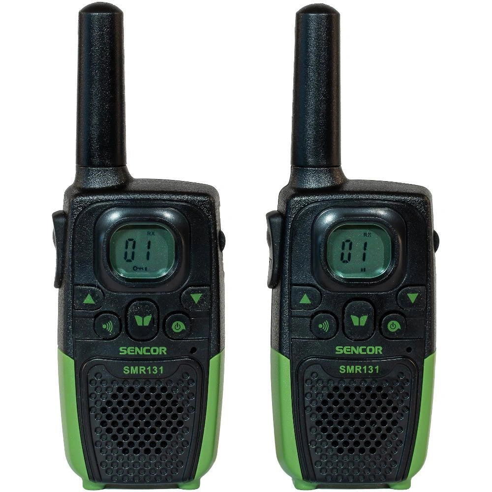 Walkie Talkie Sencor SMR 131 Σετ 2τεμ. με Yποδοχή Hands Free 2.5mm Εύρος Κάλυψης 7 km 3ΑΑΑ Μαύρο/Πράσινο