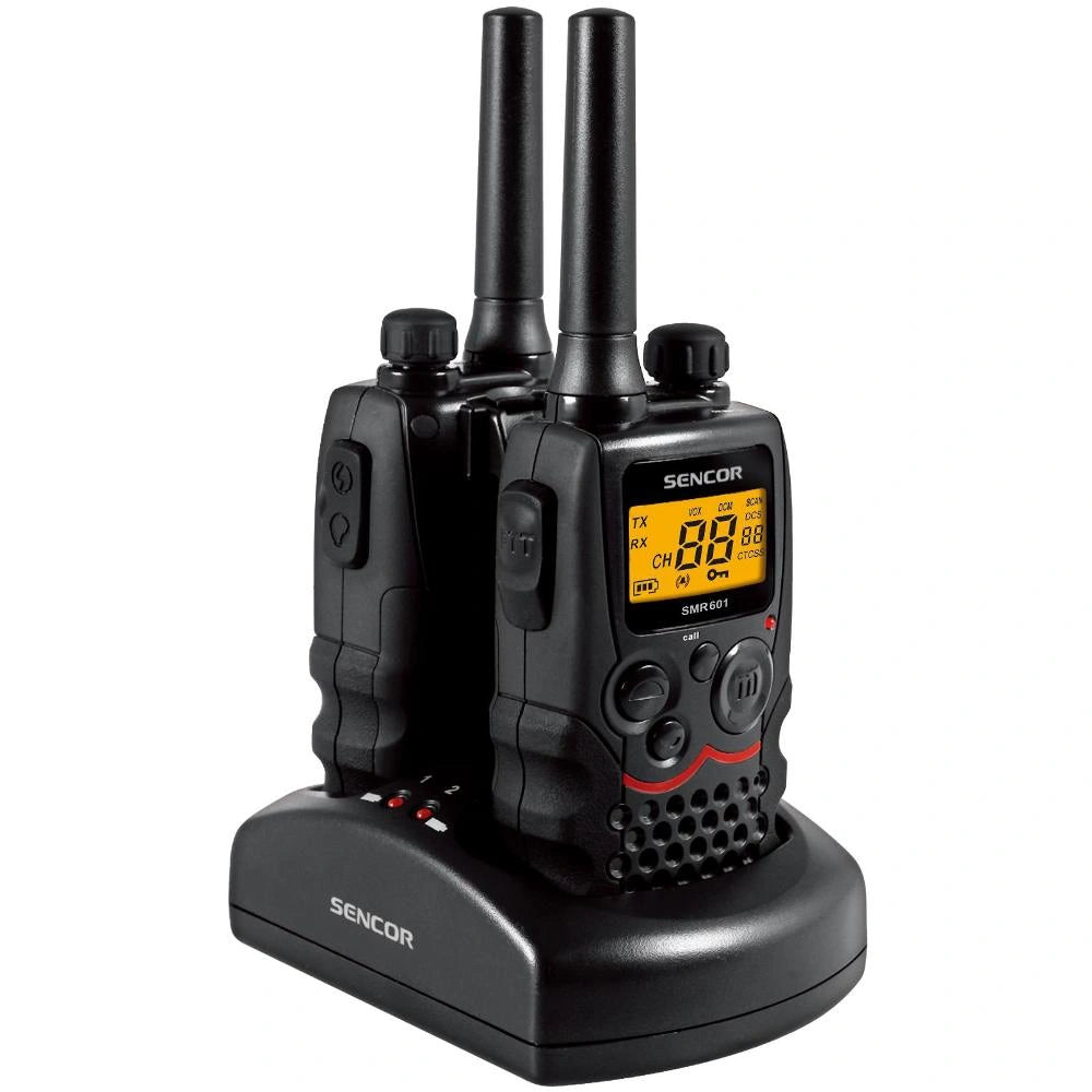 Walkie Talkie Sencor SMR 601 TWIN με 16 Κανάλια και Εμβέλεια έως 8 km. Περιλαμβάνει 8xAAA Μπαταρίες και Σταθμό Φόρτισης