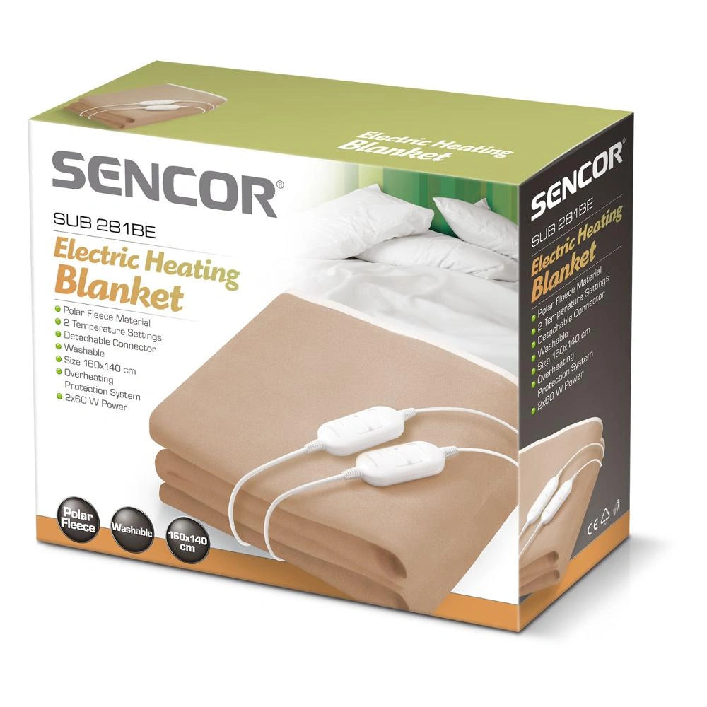 Ηλεκτρική Κουβέρτα (Υπόστρωμα) Sencor SUB 281BE Διπλή 120W Μπέζ