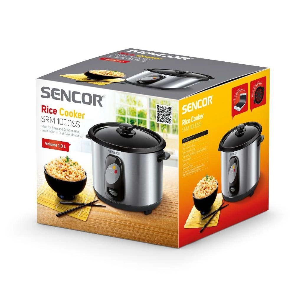 Ατμομάγειρας Ρυζιού Rice Cooker 1lt Stainless Steel Sencor SRM 1000SS Ασημί