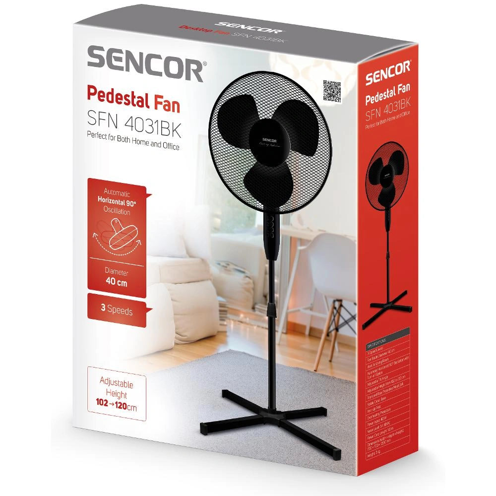 Ανεμιστήρας Δαπέδου Sencor SFN 4031BK 40W 3 Ταχυτήτων Διαμέτρου 40cm Μαύρος