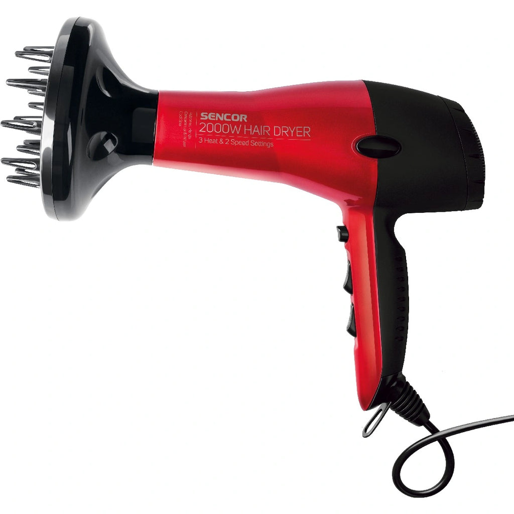 Σεσουάρ Μαλλιών Sencor SHD 6701RD 2000W Ultra-lightweight με 2 Επιλογές Ταχύτητας Αέρα και 3 Θερμοκρασίας Κόκκινο