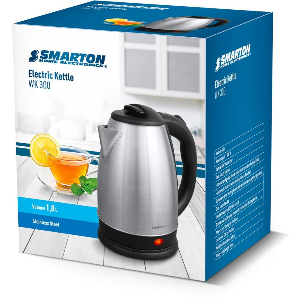 Βραστήρας Smarton WK 300 1.8lt 1500W από Ανοξείδωτο Ατσάλι Ασημί