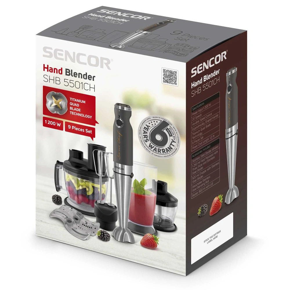 Ραβδομπλέντερ 9 σε1 με Ανοξείδωτη Ράβδο Sencor 1200W SHB 5501CH-EUE3 Γκρι