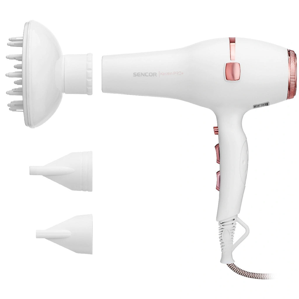 Σεσουάρ Μαλλιών Sencor SHD 8200GD 2400W Ιονισμού Procare+ με 3 Επιλογές Θερμοκρασίας και 2 Ταχύτητας Αέρα Λευκό/Χρυσό