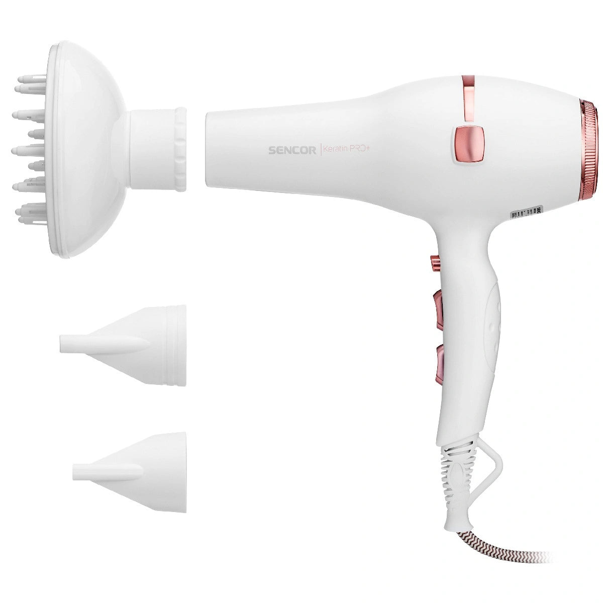 Σεσουάρ Μαλλιών Sencor SHD 8200GD 2400W Ιονισμού Procare+ με 3 Επιλογές Θερμοκρασίας και 2 Ταχύτητας Αέρα Λευκό/Χρυσό