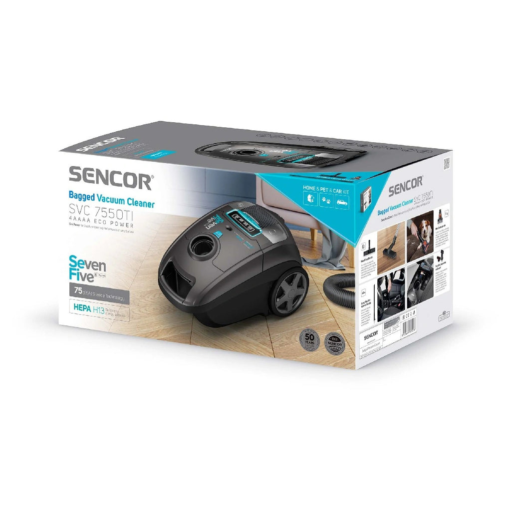 Ηλεκτρική Σκούπα 4A ECO 750W Power με Σακούλα HEPA H13 Sencor SVC 7550TI
