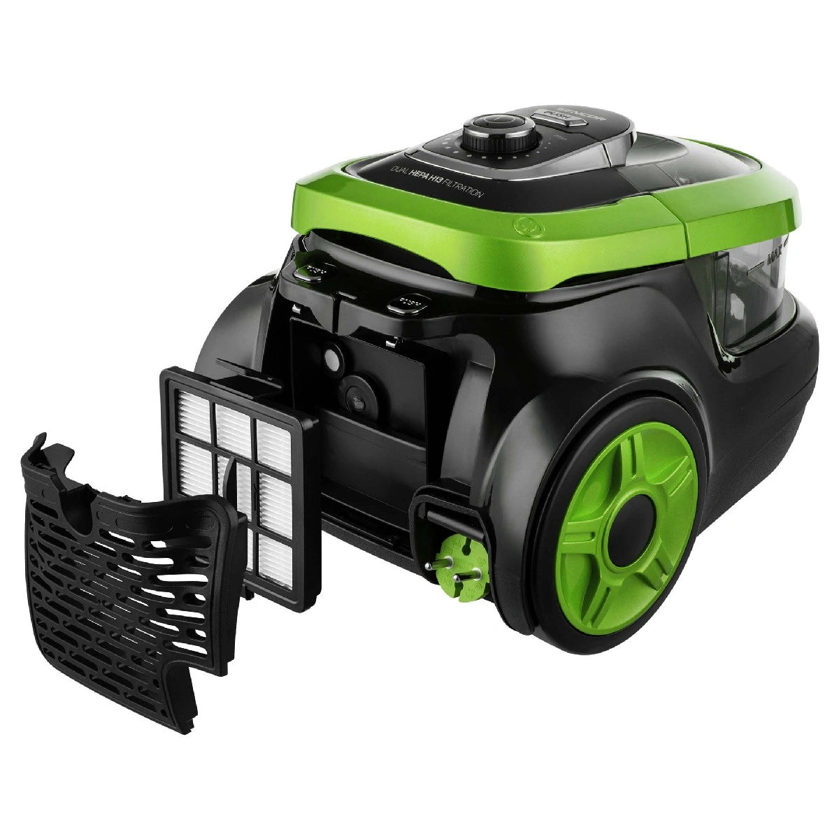 Ηλεκτρική Σκούπα Sencor SVC 1038GR 750W χωρίς Σακούλα με σωλήνα XL Clean Air Dual HEPA H13 75 dB(A) Μαύρο/Πράσινο