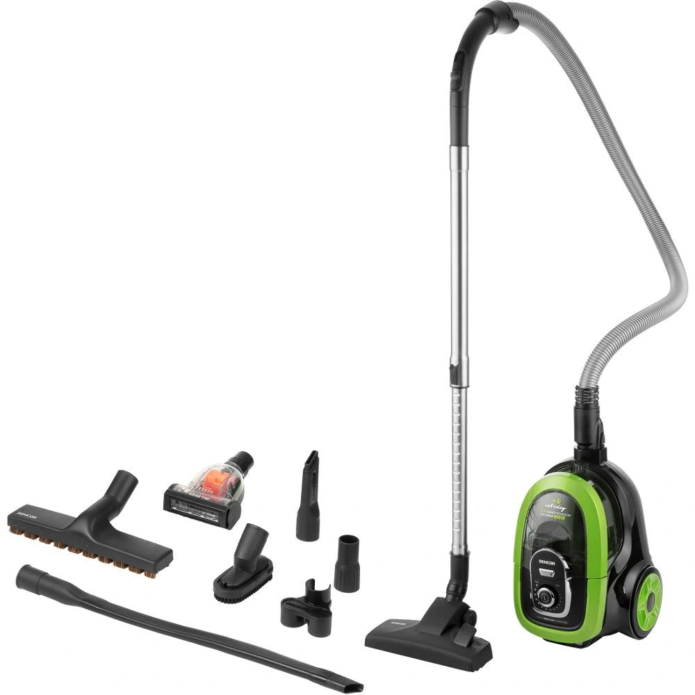 Ηλεκτρική Σκούπα Sencor SVC 1038GR 750W χωρίς Σακούλα με σωλήνα XL Clean Air Dual HEPA H13 75 dB(A) Μαύρο/Πράσινο