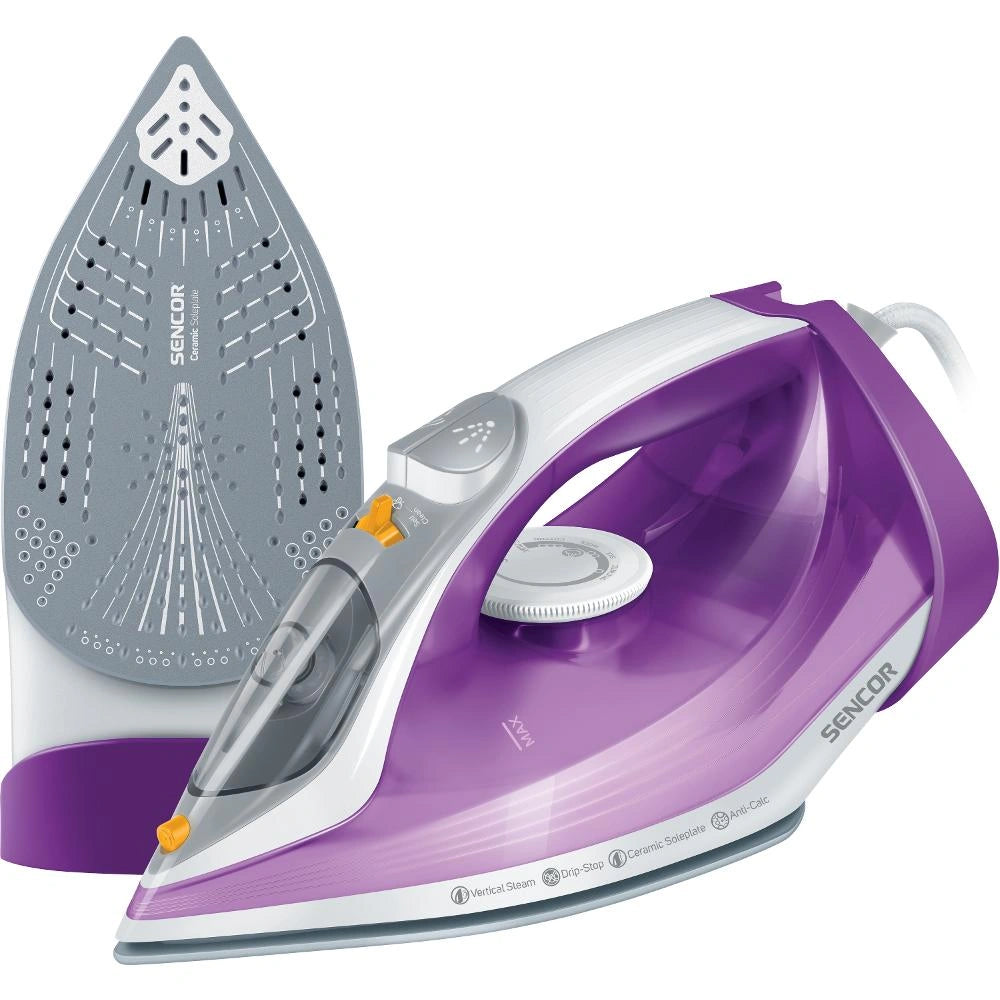 Σίδερo Ατμού Sencor SSI 5800VT 2400W 260ml με Κεραμική Πλάκα Drip-Stop Τεχνολογία και Πίεση Ατμού 120g/min Μωβ