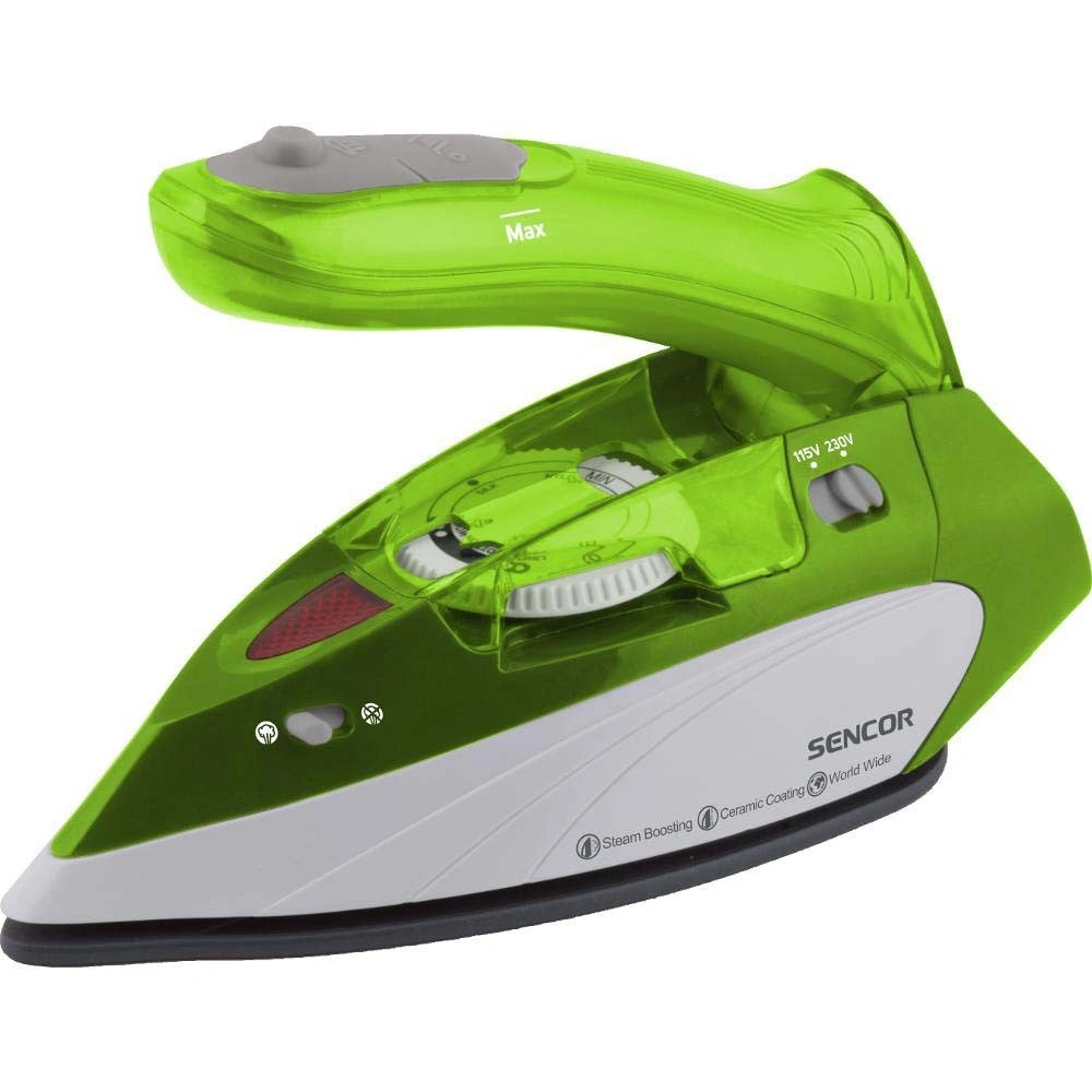 Σίδερο Ατμού Ταξιδίου Sencor SSI 1050GR 1100W 75ml με Αναδιπλούμενο Χερούλι Κεραμική Πλάκα και Πίεση Ατμού 70g/min Πράσινο