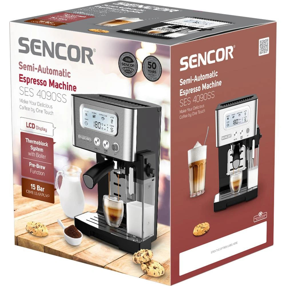 Μηχανή Espresso Ημιαυτόματη 15Bar 1.450W Sencor SES 4090SS Ασημί
