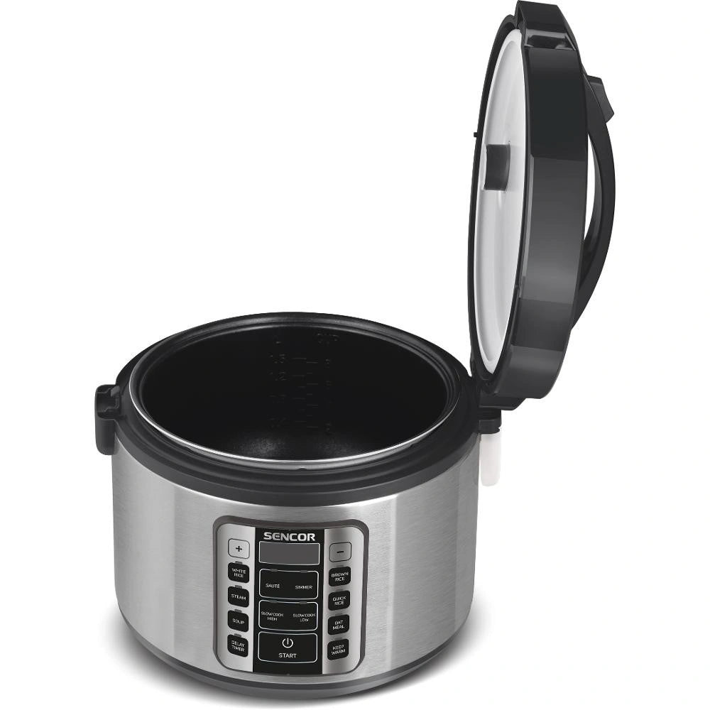 Ατμομάγειρας Ρυζιού Rice Cooker 1,5lt με Οθόνη και 11 Λειτουργίες Sencor SRM 3151BK Ασημί