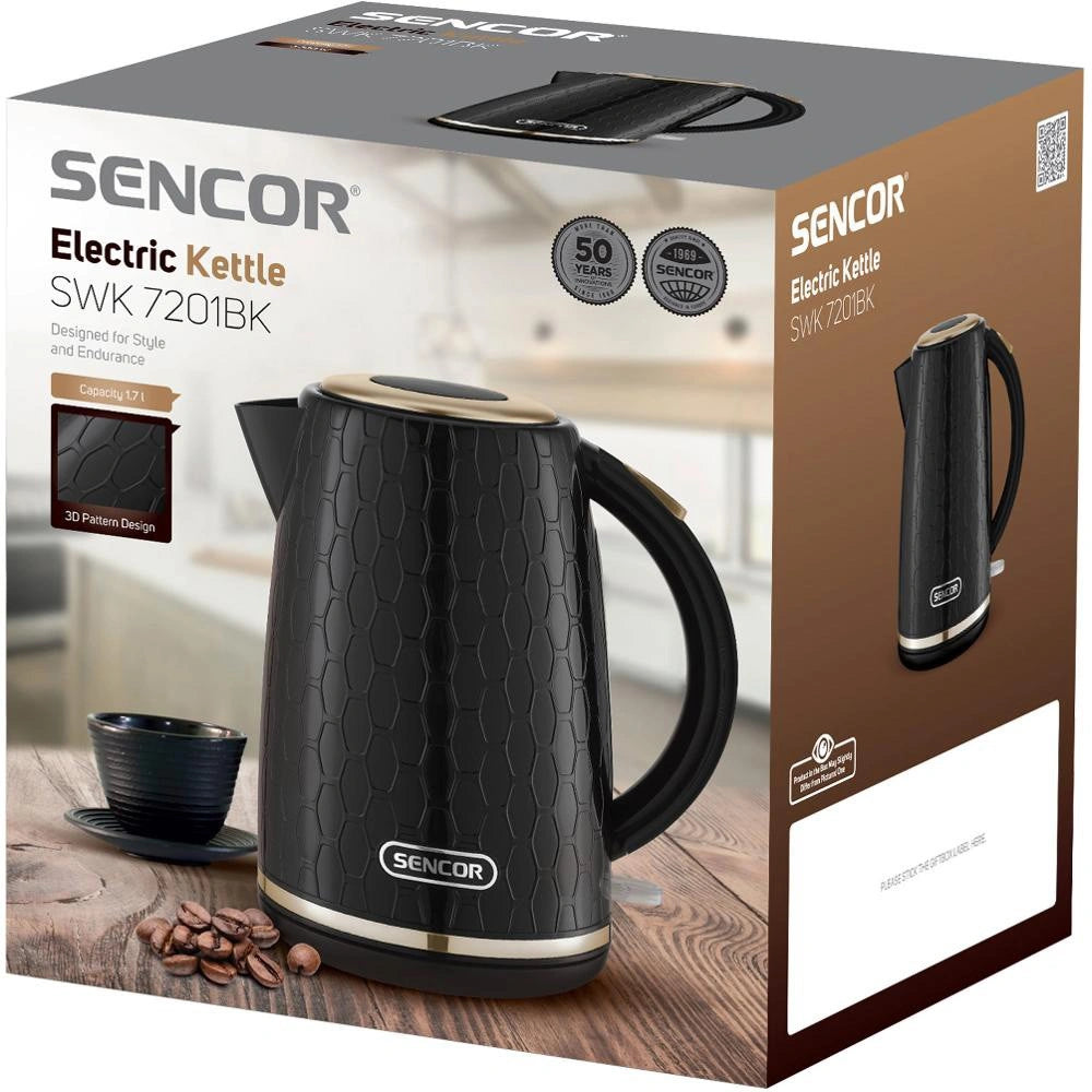 Βραστήρας με 3D Pattern Design 1,7lt 2200W Sencor SWK 7201BK Μαύρο