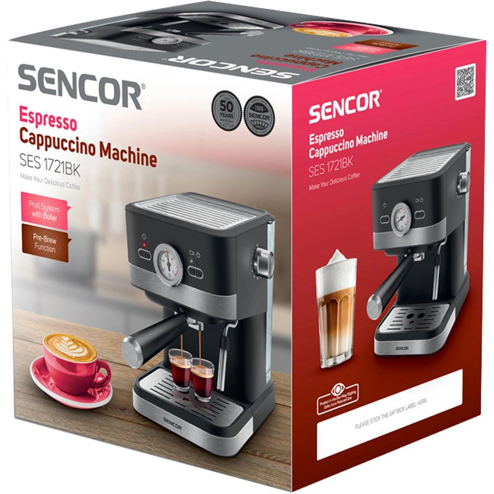 Μηχανή Espresso 20Bar 1.5lt Sencor SES 1721BK Μαύρη