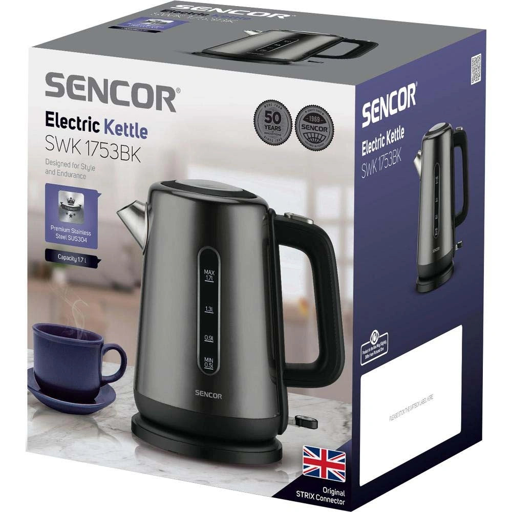 Βραστήρας Premium Stainless 1,7lt 2200W Sencor SWK 1753BK Γκρι