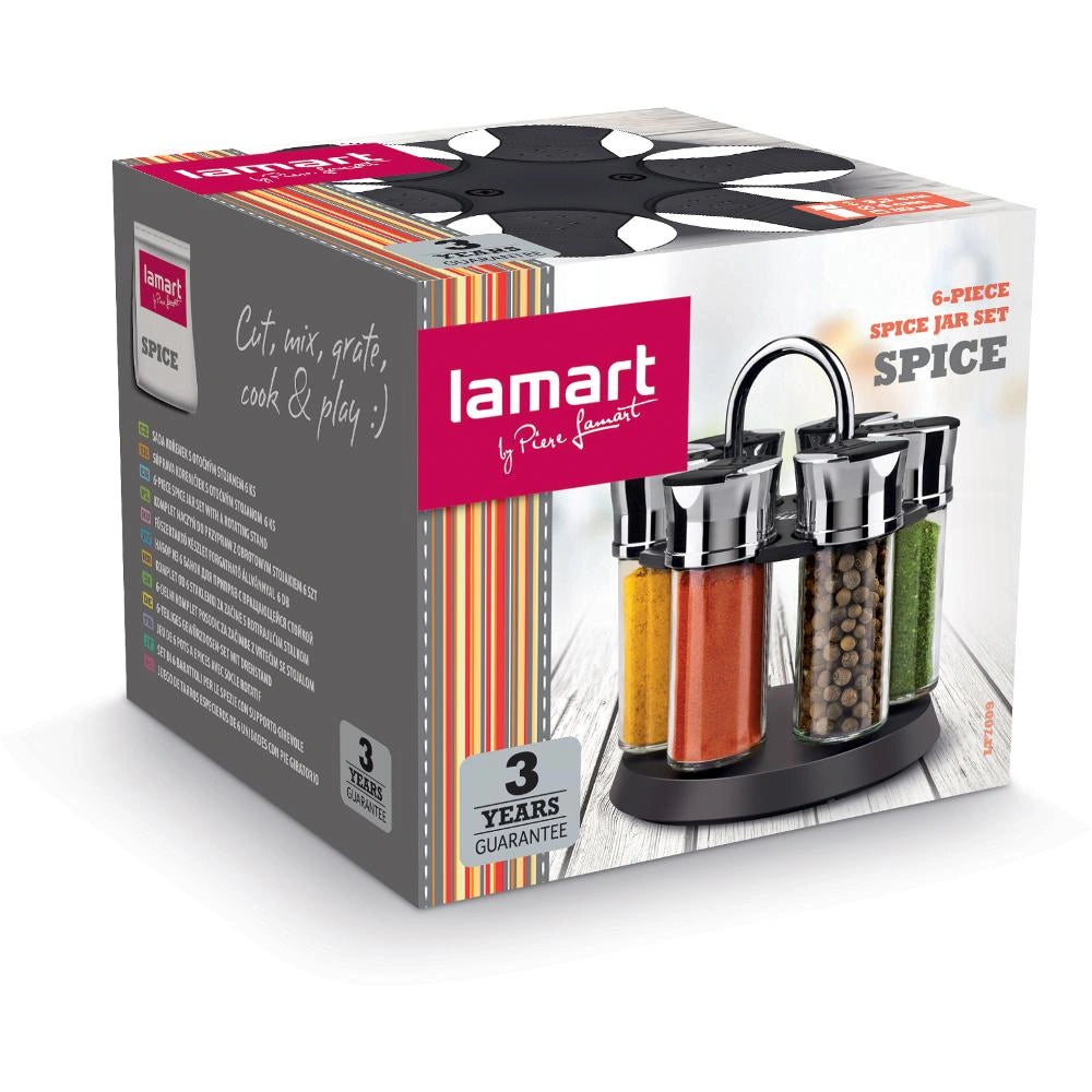 Θήκες Μπαχαρικών Lamart LT7009 Γυάλινες σε Περιστρεφόμενη Βάση 6τεμ.