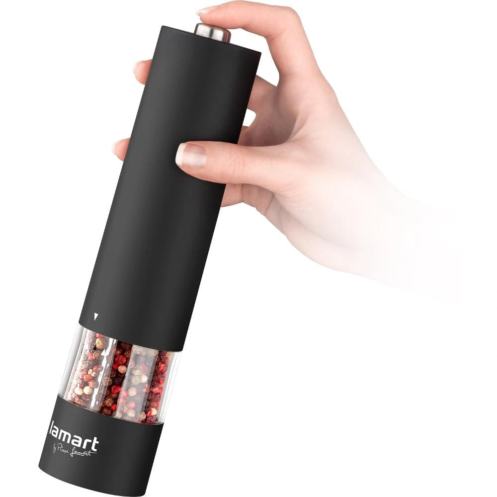 Ηλεκτρικός Μύλος Μπαχαρικών Lamart LT7021 60ml 4xAA με Rubber Επίστρωση και Φωτισμό Μαύρος