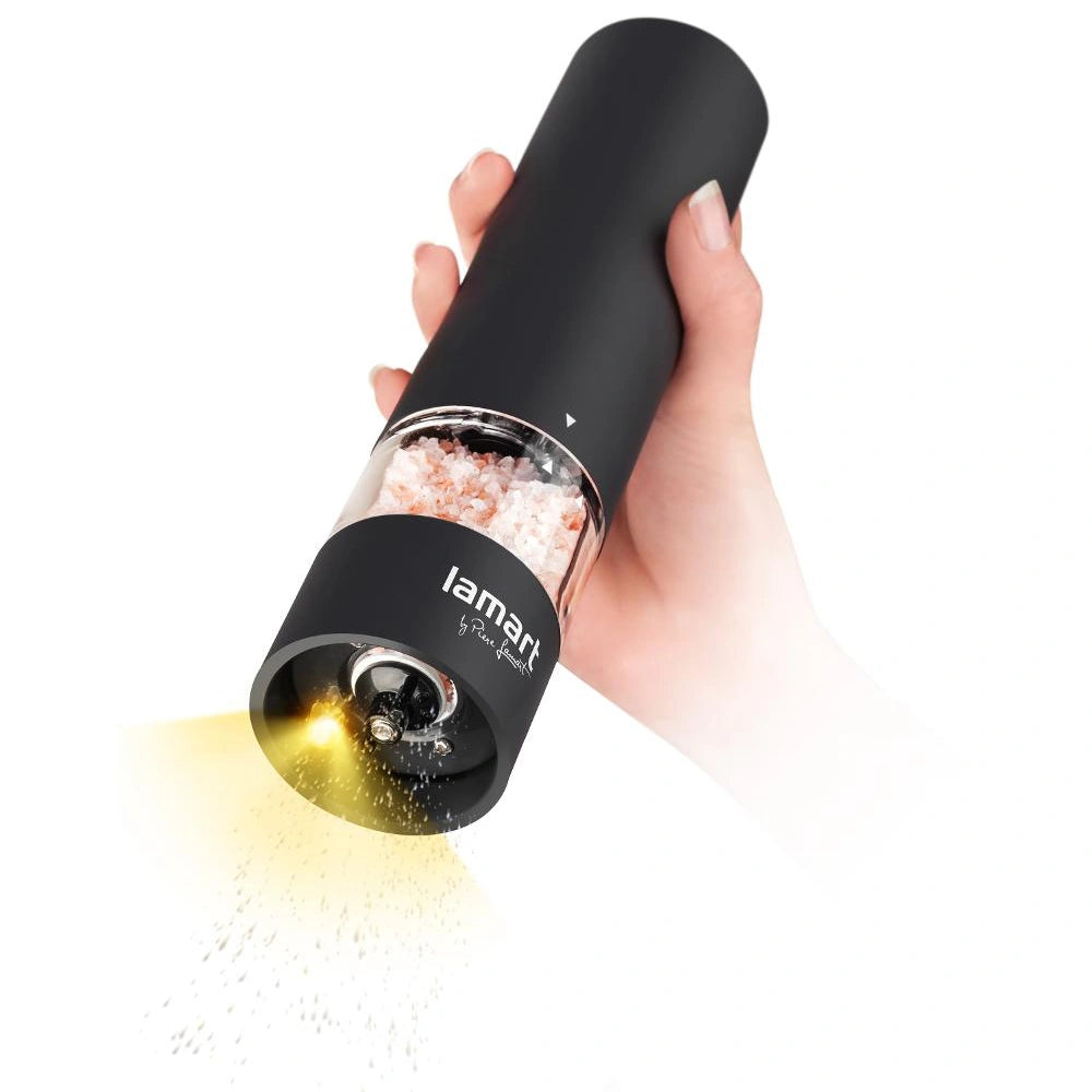 Ηλεκτρικός Μύλος Μπαχαρικών Lamart LT7021 60ml 4xAA με Rubber Επίστρωση και Φωτισμό Μαύρος