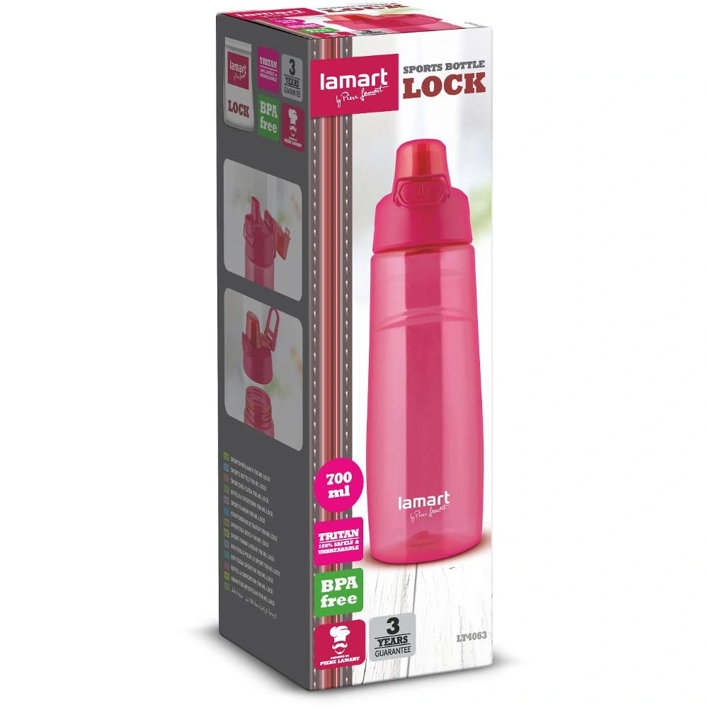 Αθλητικό Πλαστικό Παγούρι Lamart LT4063 Lock 700ml Ροζ