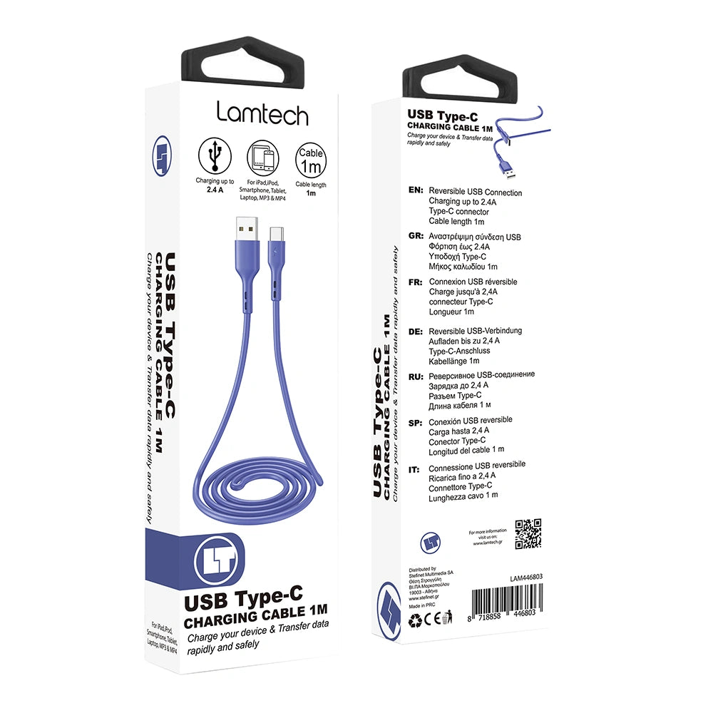 LAMTECH DATACABLE TYPE C 1m BLUE