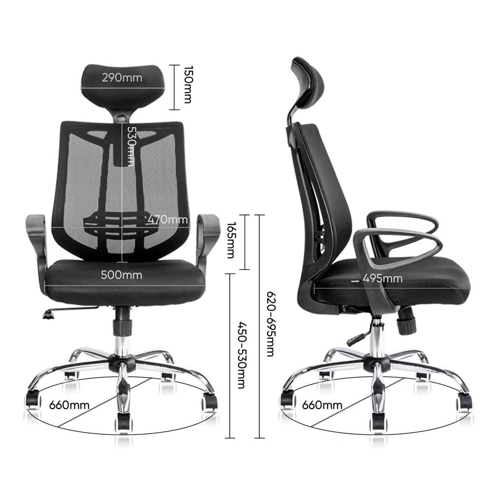 DELI HEADREST MESH CHAIR BLACK
