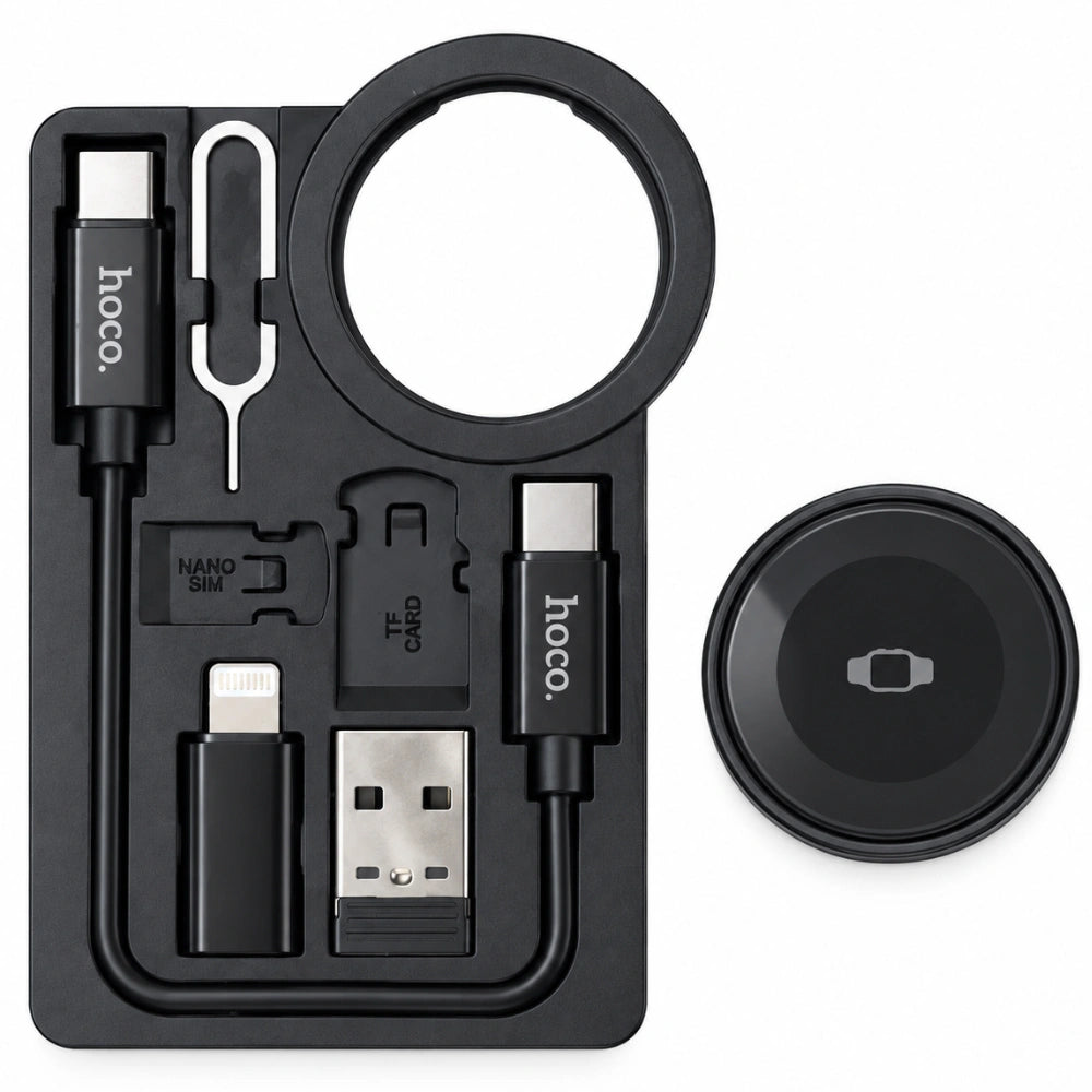 Set Ασύρματου Φορτιστή Hoco CW58 για iWatch 1-9/SE Ultra με Καλώδιο USB-C σε USB-C 15cm και Αντάπτορες USB-A / Lightning