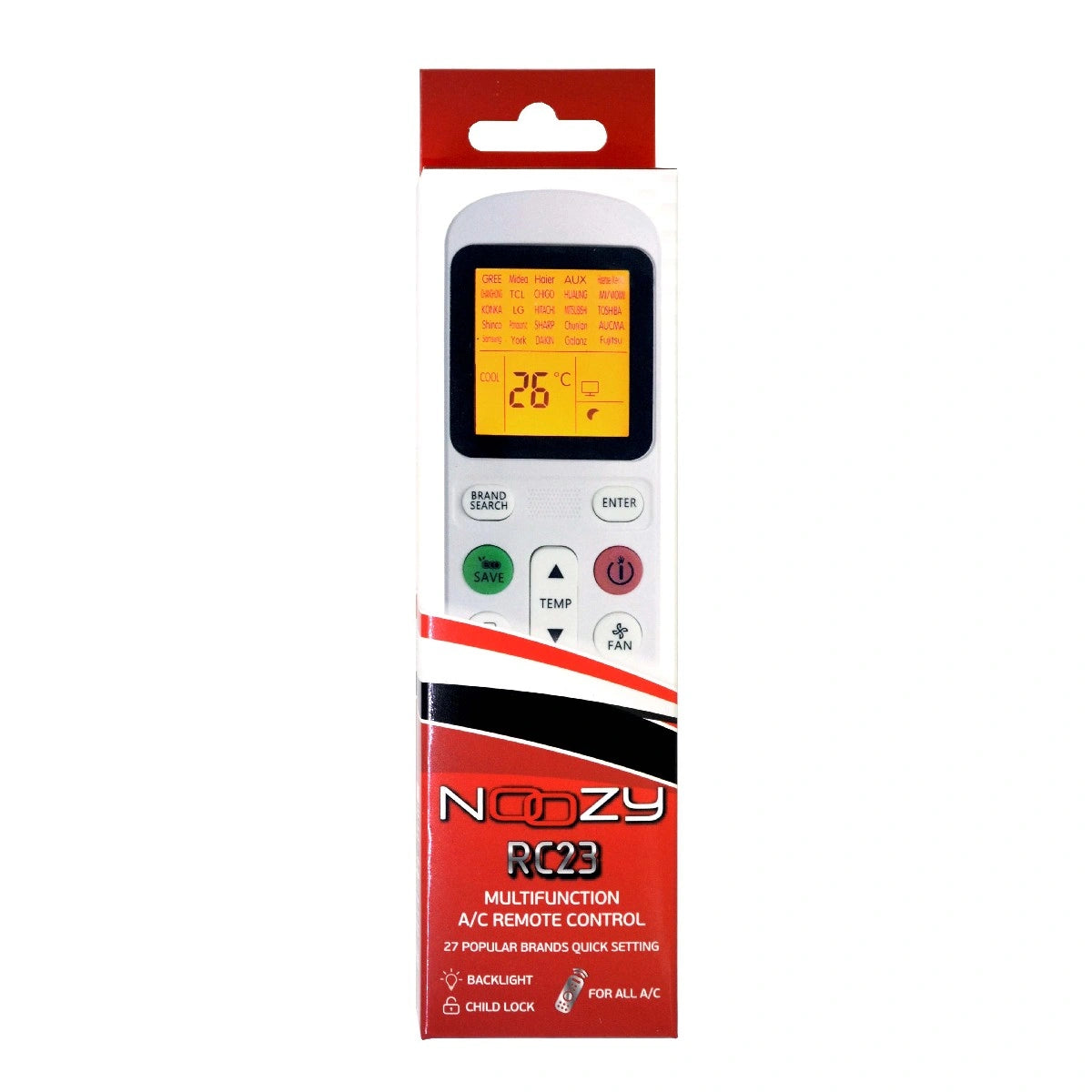 Τηλεχειριστήριο Universal Noozy RC23 για Κλιματιστικά με Λειτουργία Κλειδώματος για Παιδιά και Φωτιζόμενη Οθόνη