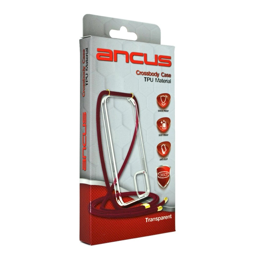 Θήκη Ancus Crossbody για Samsung SM-A556 Galaxy A55 5G Διάφανη με Κορδόνι Κόκκινο